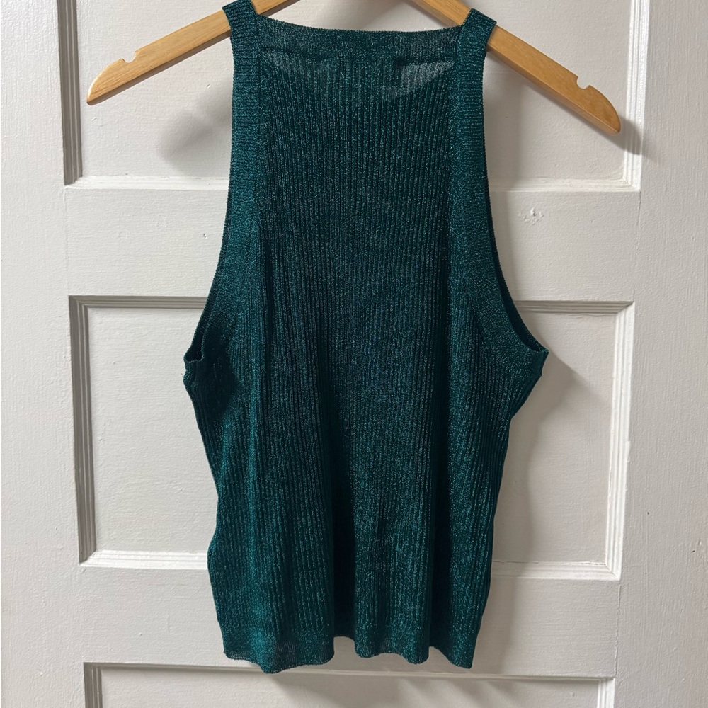 ba&sh Emerald Green Ribbed Halter Tank Top - Picture 4 of 8